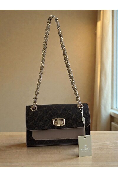 Armine Elegant Dotted Flap Messenger Bag Women's Brown Stylish Crossbody Bag