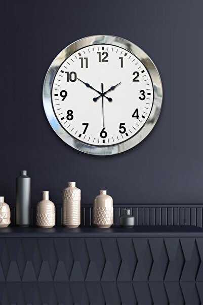Cetiner Group 36 cm Chrome Metal Standard Wall Clock