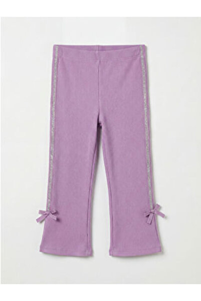 LC Waikiki M1 SEZON ليجنز بناتي قماش مجدّل بفيونكة على الكاحل وشريط جانبي أرج...