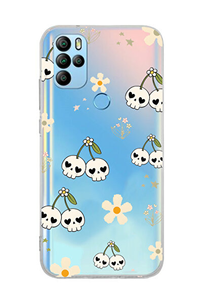 FLAMENKO Omix X300 / X500 Compatible Cherry Skull Pattern Transparent Phone Case
