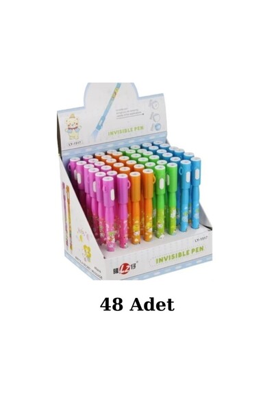 Nostaljik Lezzetler Ayıcık Desenli 48 Adet Görünmez Işıklı Kalem