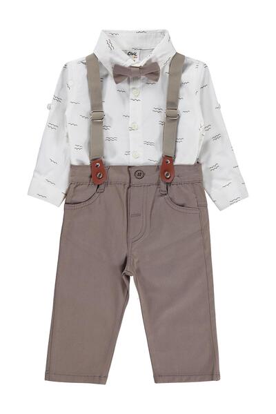 Civil Baby طقم بربطة عنق وحزام للأطفال من 6-18 شهرًا - بني من 18-24 شهرًا