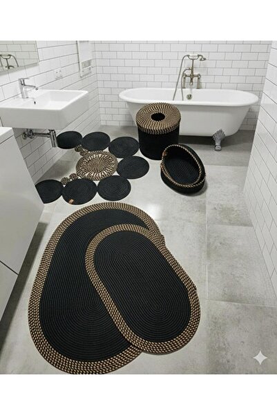 JÜTEX HOME Jute, Wicker, Bathroom Set, Bath Mat, Mat Set, Makeup Basket, Bath...