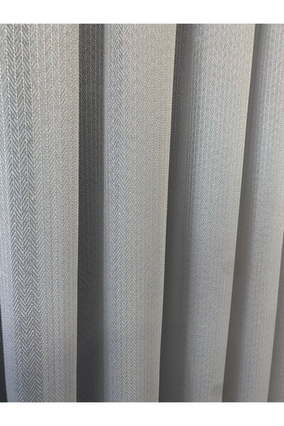 PERDEYERİ BALIKSIRTI SU YOLU BAMBU Gri 1e2 KAT PİLELİ DOKULU AĞIR GRAMAJLI TÜ...