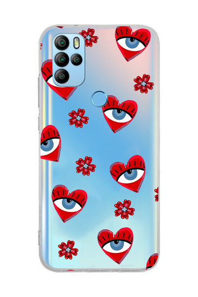 FLAMENKO حافظة هاتف شفافة بنمط عين الشر على شكل قلب متوافقة مع جهاز General M...