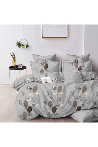 CumparaMisim Lenjerie pat dublu, Finet, 6 piese, Gri, frunze