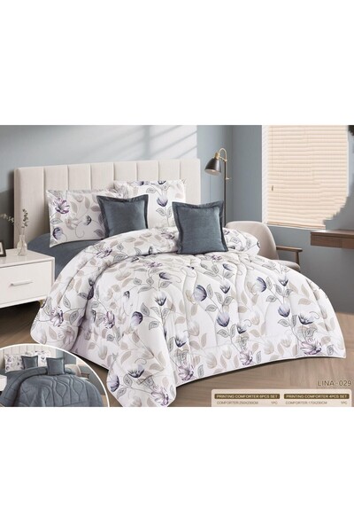 alzawia مفرش وجهين وجه مشجر وجه ساده نفرين 6قطع