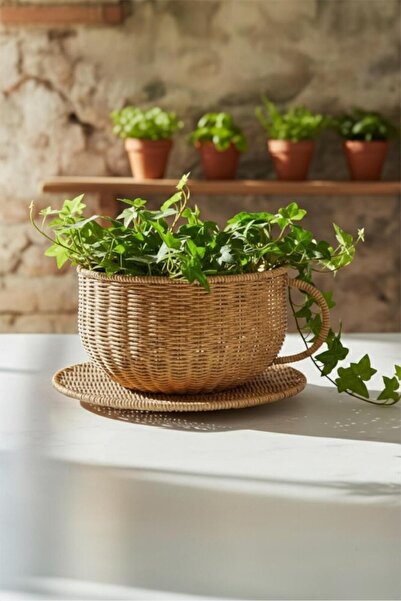 Bayev Αγαπημένο 9150 Καλάθι από ρατάν για γλάστρες, Ψάθινο διακοσμητικό καλάθ...