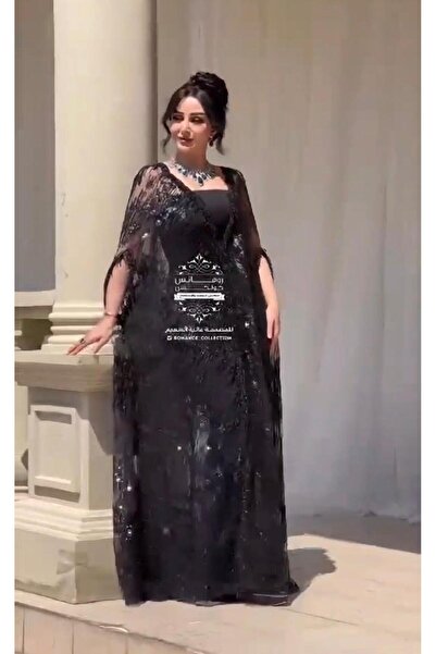 NO BRAND Evening dress with Crepe crepe lining and embroidered trim