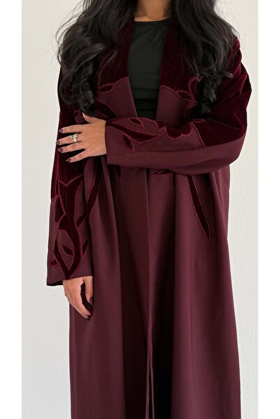 AYA MWT897 - Crepe abaya with Velvet pattern insert