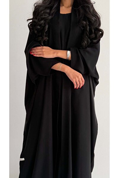 AYA MW2078 - عباية كريب حرير قصه بشت مع اضافة فستان داخلي