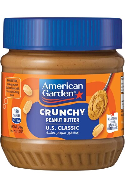 american garden Crunchy Peanut Butter, Vegan, Gluten Free, 340g