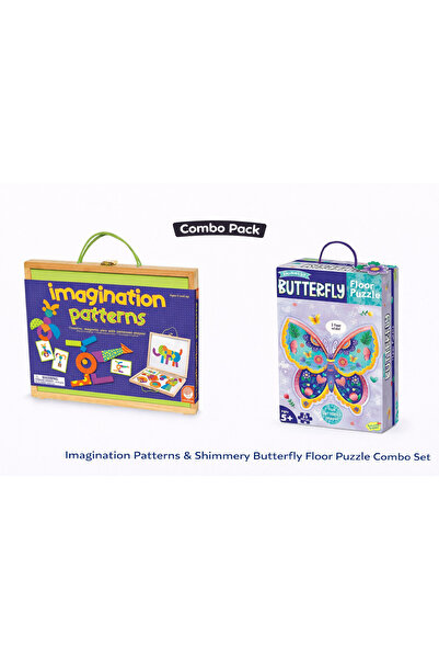Mindware Imagination Patterns + Shimmery Butterfly Floor Puzzle Combo Set
