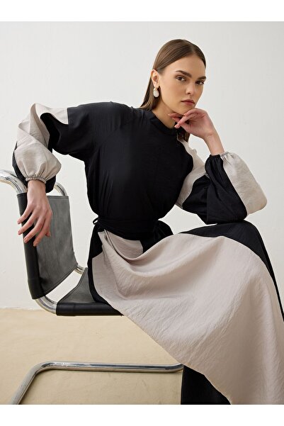 Refka Модальна тканина з контрастними кольоровими деталями, сукня-халат - Чор...