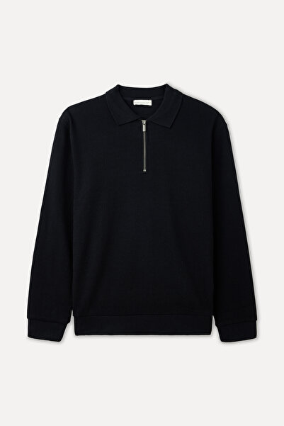 Mudo Textured Comfort Fit Polo Collar Sweatshirt