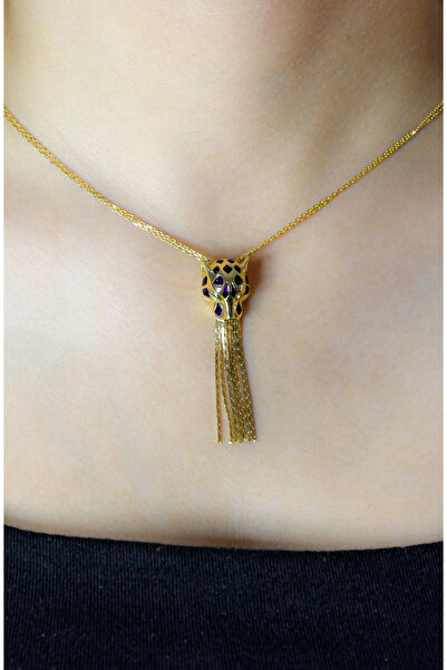 güneyler altın PÜSKÜLLÜ PANTER BAŞI KOLYE 14 AYAR A048504