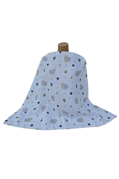 Yuar Baby مريلة رضاعة من الموسلين بنقشة مميزة - أزرق داكن قياسي