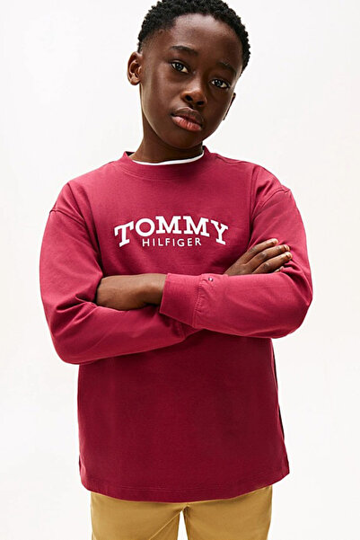 Tommy Hilfiger Erkek Çocuk Logolu Uzun Kollu T-Shirt - Bordo