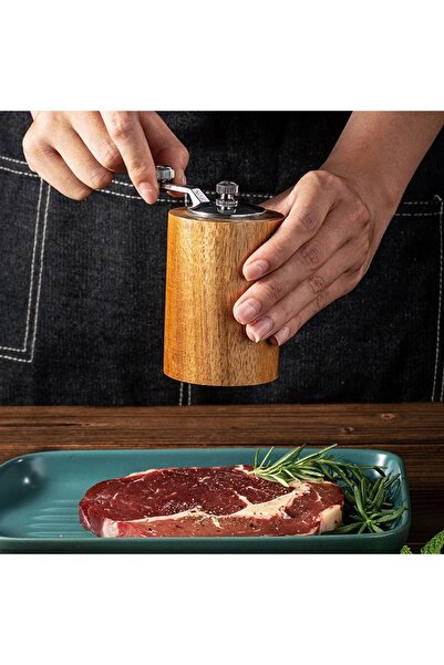 Forestia Doğal Ahşap Tuzluk Karabiber Baharat öğüteci Değirmeni - Tek Adet Ma...