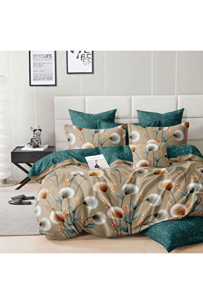 CumparaMisim Double bed linen, Finet, 6 pieces, Brown, Turquoise, flowers