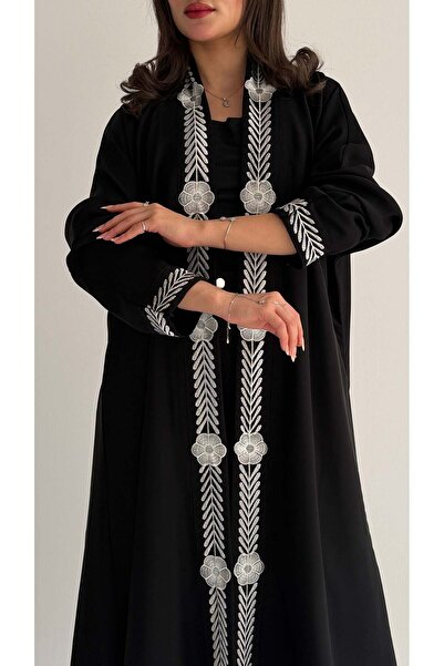 AYA MWT1042 - Abaya with white embroidery on the front