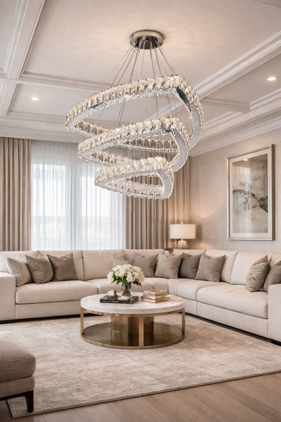 TREND 60x45x30 ÜÇGEN 3 KATLI MODERN KRİSTAL AVİZE