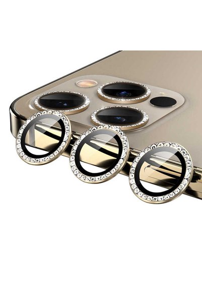 kilifone iPhone 12 Pro Max Compatible Camera Lens Protector Cl-06 - Gold - T1...