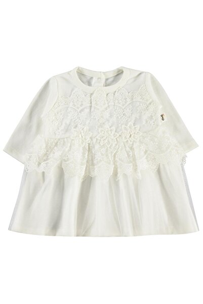 Civil Baby Fırfır Tüllü 3-12 Ay Elbise - Ekru 6-9 Ay