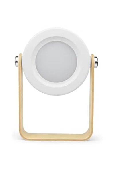 Primo Plus مصباح طاولة LED محمول - مصباح قراءة بمقبض خشبي قابل للدوران 360 در...