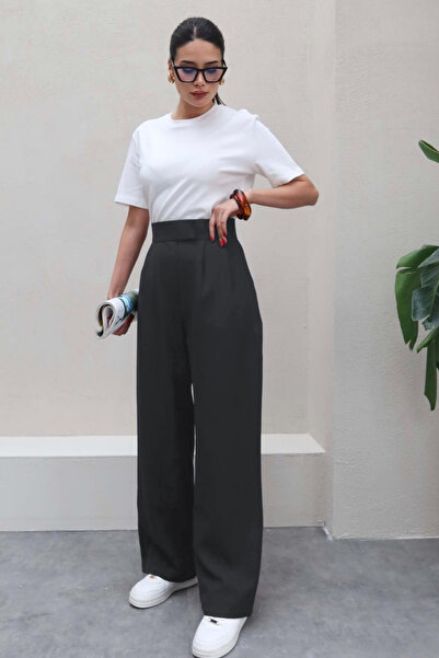 YAKAMEL Women's Premium High Waist Velcro Flexible Wide-Leg Palazzo Pants