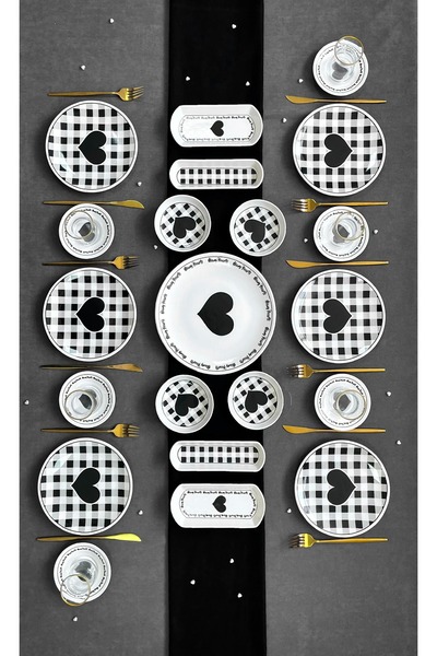 Erbaşlar Black Heart 21 Parça 6 Kişilik Lüx Kahvaltı Takımı, Kahvaltı Seti