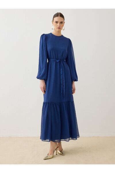 Refka Шифонова сукня з поясом на талії - Синя -