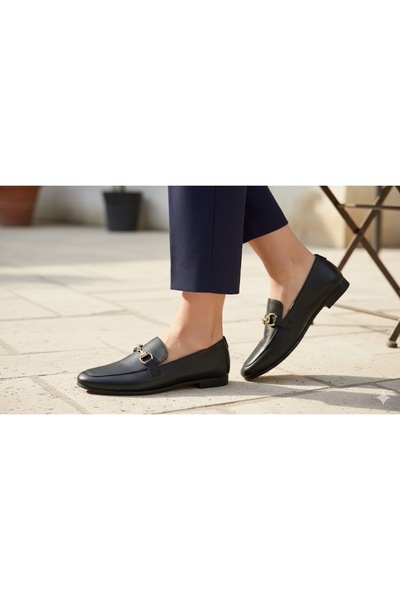 KİNDEP (Kırcalı) Genuine Leather Inside and Outside Casual Women's Shoes Black
