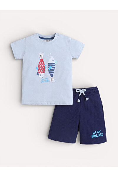 Victor and Jane Infant Boys’ 2-Piece Set – Fish Print T-Shirt & Drawstring Sh...