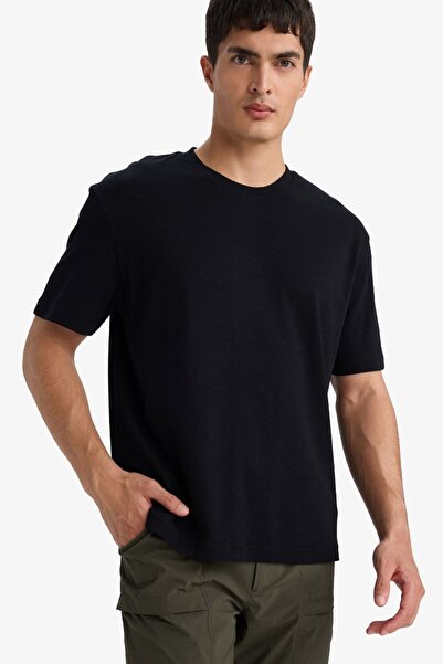 DeFacto Herren-T-Shirt E7961AX/BK81 SCHWARZ