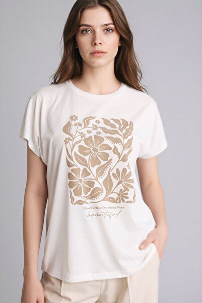 DeFacto Crew Neck Floral Short Sleeve T-Shirt G8804Ax26Sp