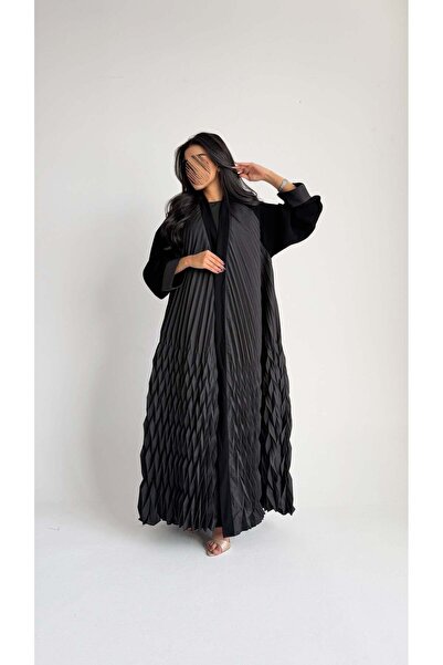 AYA MW2069 - عبايه بقماش تفتة مع اضافة تكسير ثري دي