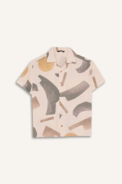 DeFacto Boy's Short Sleeve Shirt G6728A8/Er105 Ecru