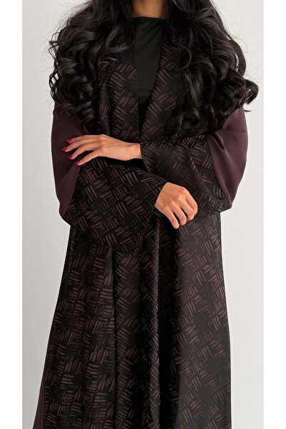 AYA MW2083 - عباية كريب حرير قصه نص كلوش مع اضافه الجاكار