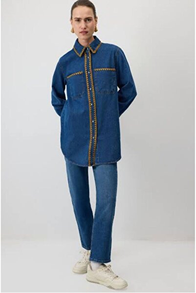 Touche ETNİK DESENLİ DENİM GÖMLEK