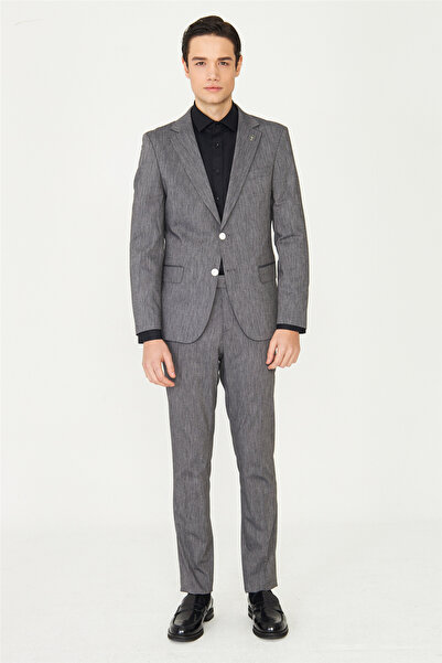 White Stone Gray Textured Modern Cut Men's Suit