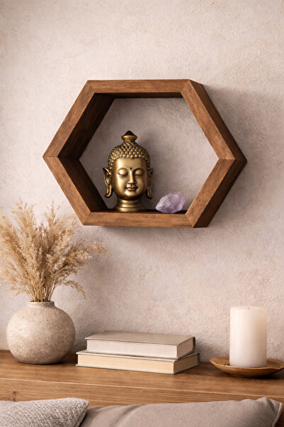The N Wood Solid Wood Hexagonal Wall Shelf – Modern & Bohemian Home Decor (1 ...
