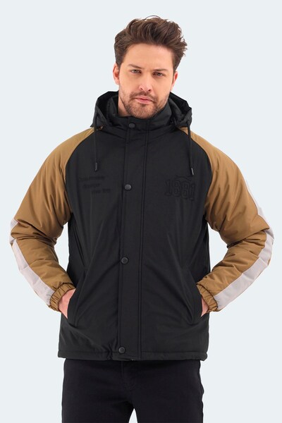 Slazenger Palton de iarnă pentru bărbați, impermeabil, cu glugă, negru, moder...