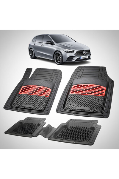 TEAMCAR Συμβατά πατάκια δαπέδου Mercedes-Benz B-Class W247 2018-2025 | Κόκκινα