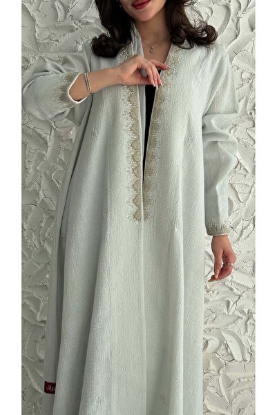 AYA MW2059 - Indian Linen Abaya, Henk Cut, Hand Embroidery