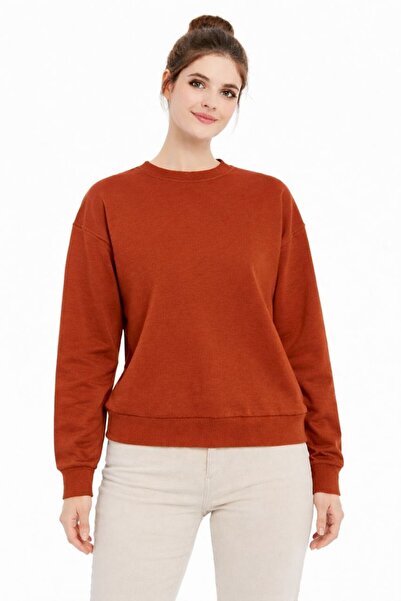 DALİAYILDIZ Women's Crew Neck Basic Plain Long Sleeve Sweatshirt