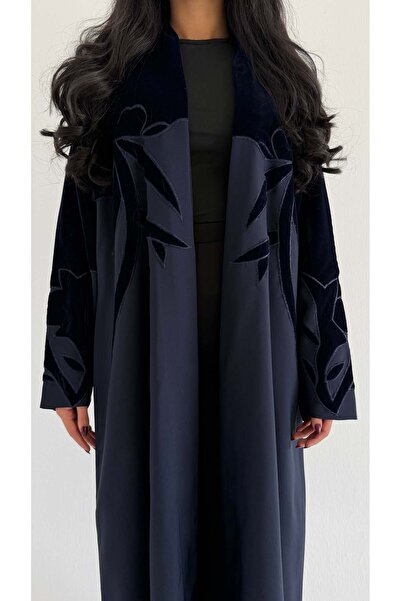 AYA MWT895 - Crepe abaya with Velvet pattern insert