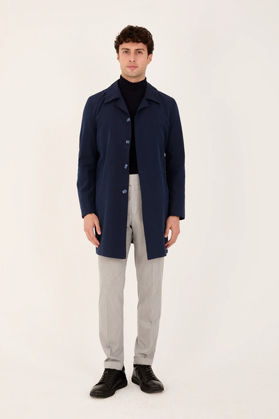 The Tailor Classics Erkek Düğme Detaylı Uzun Trençkot