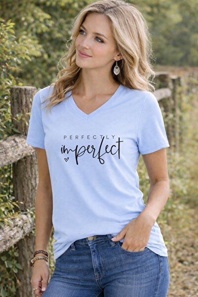 LORVEX V-Neck Women's T-Shirt Comfortable Fit I'M Perfect Printed T-Shirt