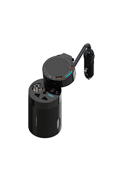 Powerology 200W Car Power Inverter With Universal AC Socket And Type C Retrac...